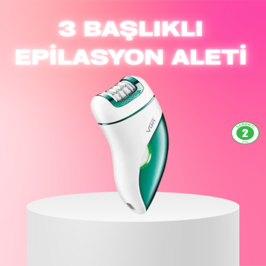 3 in 1 Epilatör Metal Başlıklı IPX5 Su Geçirmez 90 Dakika Şarjlı Epilasyon Cihazı