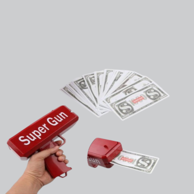 Super Money Gun Para Saçma Tabancası Yüksek Atış Güçlü Kırmızı Model