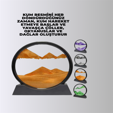Döndürülebilir Dinamik Kum Tablosu – Stres Giderici Yüksek Kaliteli Cam ve Doğal Kum ile Sanatsal Masa Dekoru