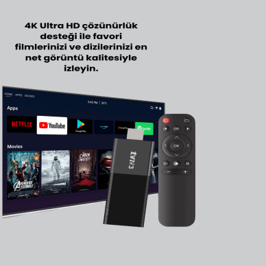 Android TV Stick 4K Ultra HD Görüntü Destekli