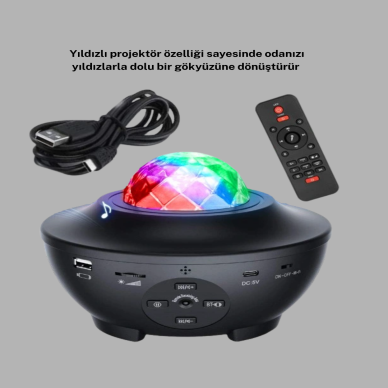 Galaxy Yıldız Projektör Çok Renkli Ayarlı Parlaklık Uzay Atmosfer Işığı