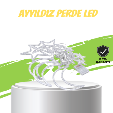 Prizli Perde LED Işık Yıldız ve Ay Figürlü Romantik Aydınlatma