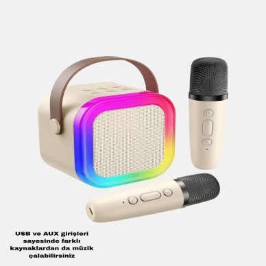 Taşınabilir Karaoke Hoparlör Bluetooth 5.0 ve Çift Mikrofonlu