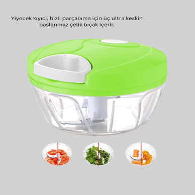 El Tipi Yiyecek Kıyıcı Üç Bıçaklı Pratik Doğrayıcı