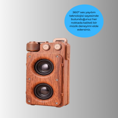 Retro Bluetooth Hoparlör Ahşap Görünümlü 5W Çift Stereo Ses