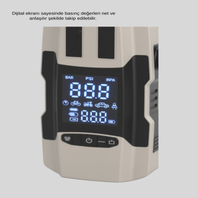 Dijital Ekranlı Araç Pompası Akü Takviye Powerbank 12.000 mAh