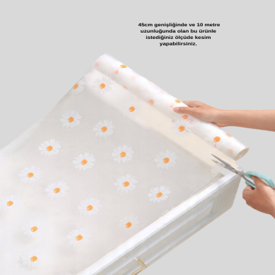 10 Metre Papatya Desenli Kaymaz Dolap ve Çekmece İçi Mat