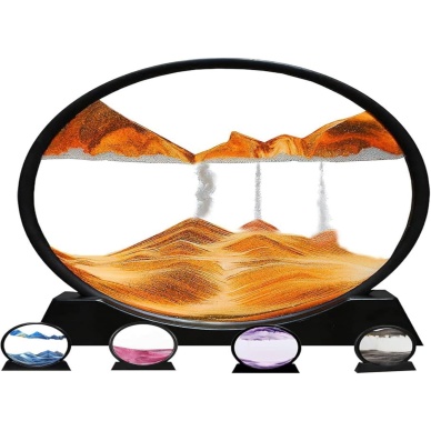 Dekoratif Kum Sulu Kum Saati Yuvarlak Şık Kum Tablosu Kum Saati Şeklinde Kum Tablo