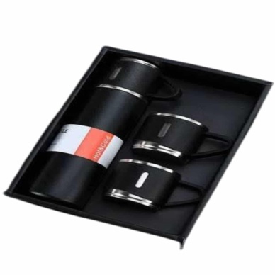 Termos Seti Paslanmaz Çelik 3 Bardaklı Vakumlu Termos Set 500 Ml 12 Saate Kadar Isı Koruma