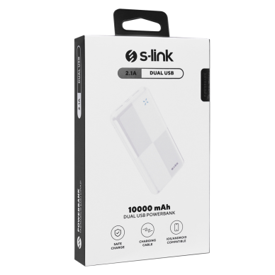 S-LINK IP-G12N Beyaz 10.000mAh 2xUSB 1xMicro USB 1xType-C 4 LED Göstergeli PowerBank(1923)