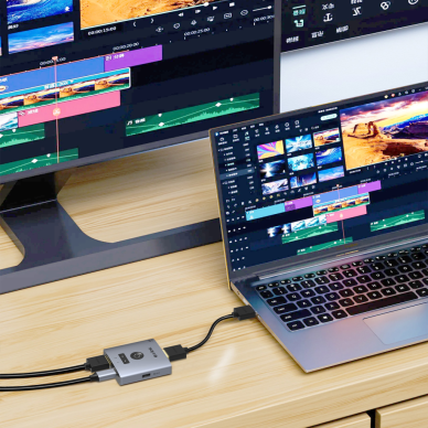 S-LINK SL-LU602C 2xHDMI 1Type-C 4K 60Hz Monitör Çoklayıcı (1PC-2Monitör veya 2PC- 1Monitör) Çift Yönlü Switch(1923)