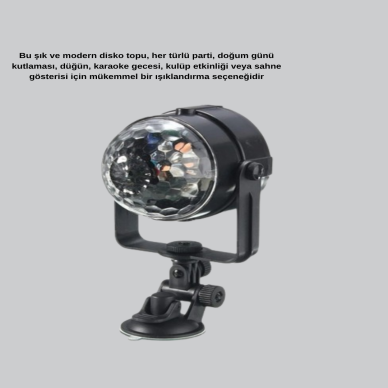 7 Renk Modlu Müzik Sensörlü Disko Topu – LED Işıklı Parti Aydınlatması