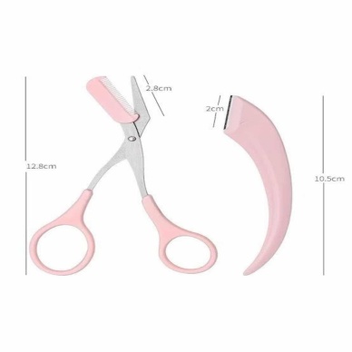 Kavisli Kaş Düzeltici Seti Kaş Makası ve Kaş Usturası Paslanmaz Çelik Bıçaklı