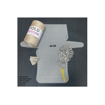 Çanta Örgü Kiti (33X18CM) Polyester No.4 Plastik Kanvas Çanta Seti 33x18cm