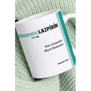 Lazpirin Ilaç Baskılı Kupa Bardak - Komik Yazılı Kupa Bardak