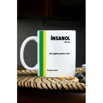 İnsanol İlaç Baskılı Kupa Bardak - Komik Yazılı Kupa Bardak