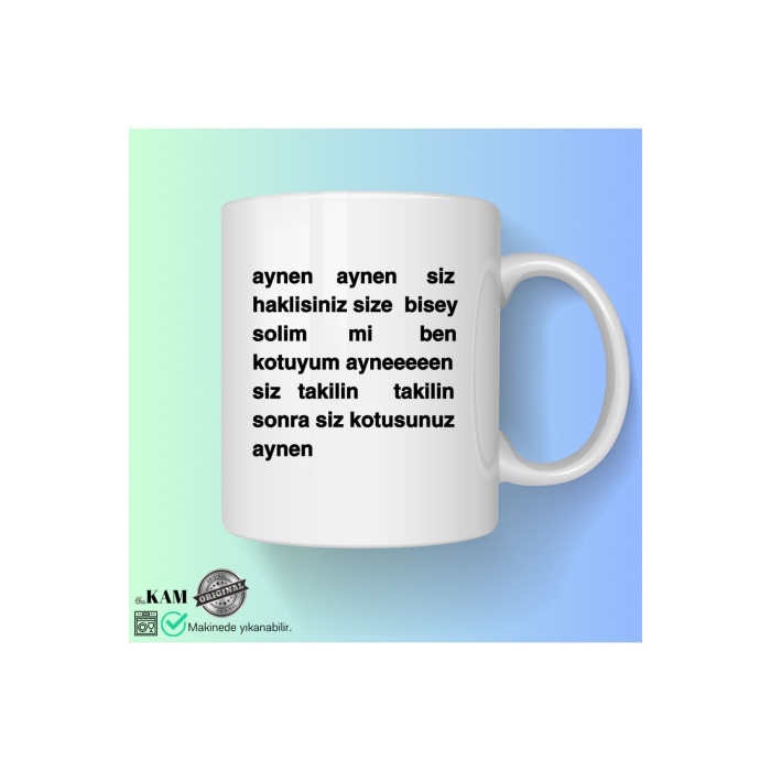Ben Kötüyüm Aynen Baskılı Porselen Kupa Bardak - The Kam Concept