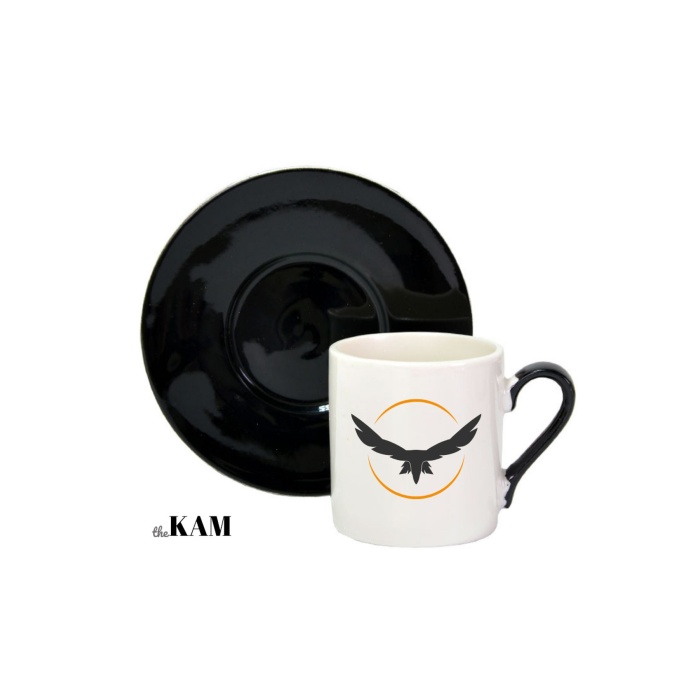 Kartal Baskılı 6 Kişilik 12 Parça Türk Kahvesi Fincan Takımı 90 ml Silindir Model, The Kam Concept