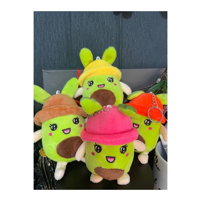 Peluş Anahtarlık - Bereli Avokado, 12cm (ÇANTA KOLYESİ, DİKİZ AYNASI SÜSÜ, PELUŞ OYUNCAK)