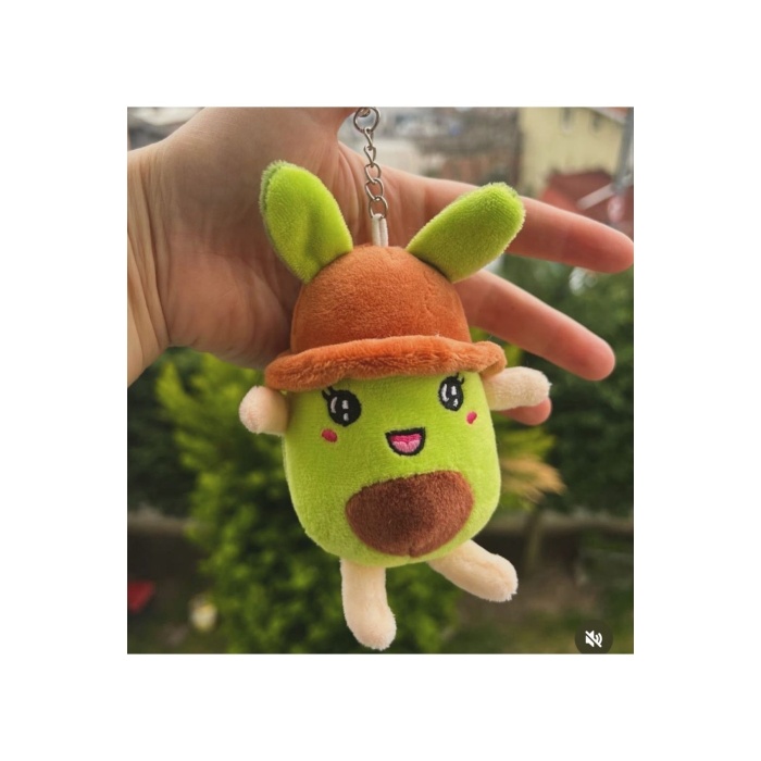 Peluş Anahtarlık - Bereli Avokado, 12cm (ÇANTA KOLYESİ, DİKİZ AYNASI SÜSÜ, PELUŞ OYUNCAK)