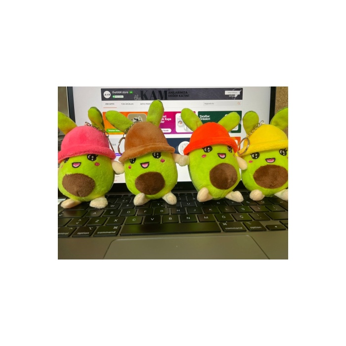 Peluş Anahtarlık - Bereli Avokado, 12cm (ÇANTA KOLYESİ, DİKİZ AYNASI SÜSÜ, PELUŞ OYUNCAK)