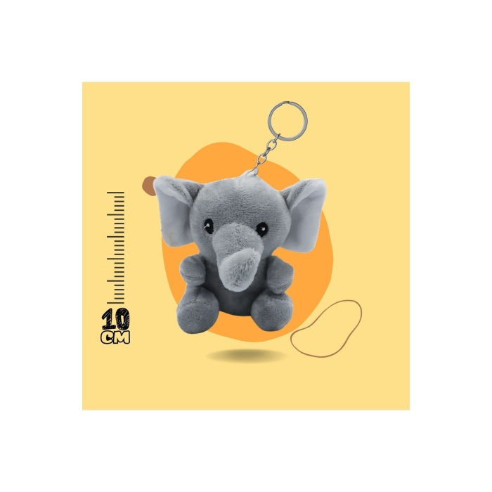 Peluş Anahtarlık - Fil, 10 Cm (ÇANTA KOLYESİ, ÇANTA SÜSÜ, PELUŞ OYUNCAK) Çanta Charmı
