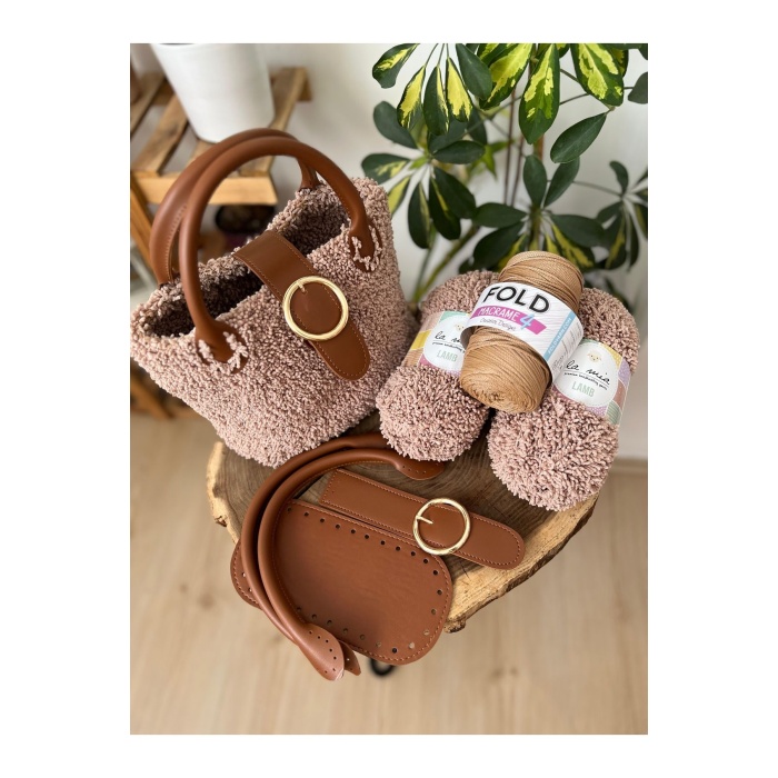 Taba Kuzu Ipi Çanta Örgü Kiti (TABAN 10X20) - Çanta Kiti, Çanta Tabanı, Çanta Kulbu, Çanta Ipi