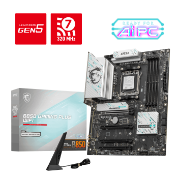 MSI B850 GAMING PLUS WIFI AM5 DDR5 8200MHZ(OC) DP 3x M.2 USB 10Gbs 5G LAN WI-FI 7 ATX