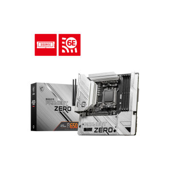 MSI B650M PROJECT ZERO AM5 DDR5 7600MHZ(OC) HDMI DP M.2 USB3.2 2.5G LAN WI-FI 6E mATX