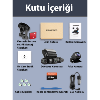 PRUVEEO D90-4CH FHD WI-FI GPS + 128GB SD KART KAME