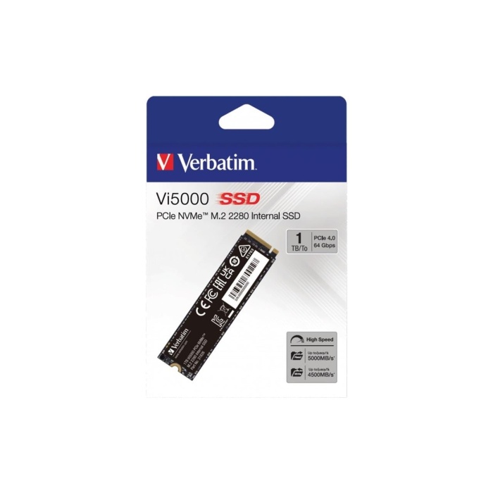 Verbatim 1TB VI 5000 PCIE4 NVME M.2 SSD (Okuma 5000MB / Yazma 4500MB)