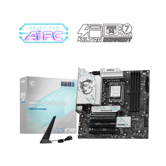 MSI B860M GAMING PLUS WIFI SOKET 1851 DDR5 8600MHZ(OC) 3xM.2 1x TB4 HDMI DISPLAY 5G LAN WIFI 7 mATX
