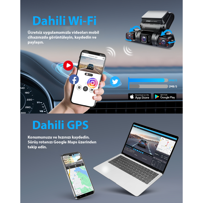 PRUVEEO D90-4CH FHD WI-FI GPS + 128GB SD KART KAME