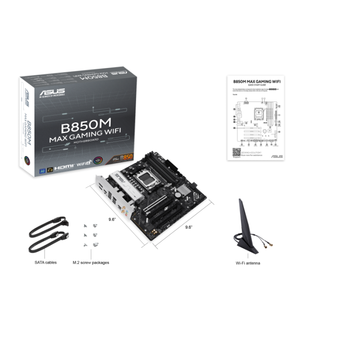ASUS B850M MAX GAMING WIFI AM5 DDR5 8000MHZ(OC)  mATX HDMI ANAKART