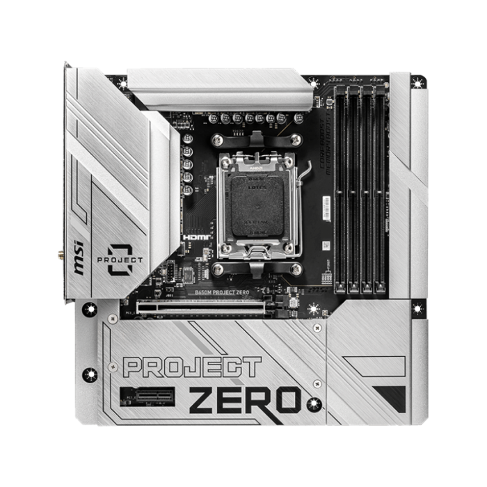 MSI B650M PROJECT ZERO AM5 DDR5 7600MHZ(OC) HDMI DP M.2 USB3.2 2.5G LAN WI-FI 6E mATX