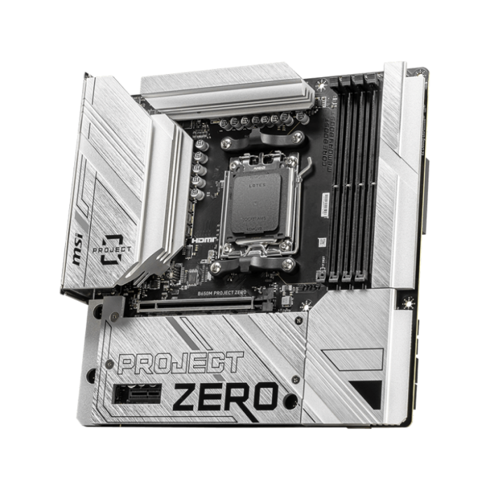 MSI B650M PROJECT ZERO AM5 DDR5 7600MHZ(OC) HDMI DP M.2 USB3.2 2.5G LAN WI-FI 6E mATX