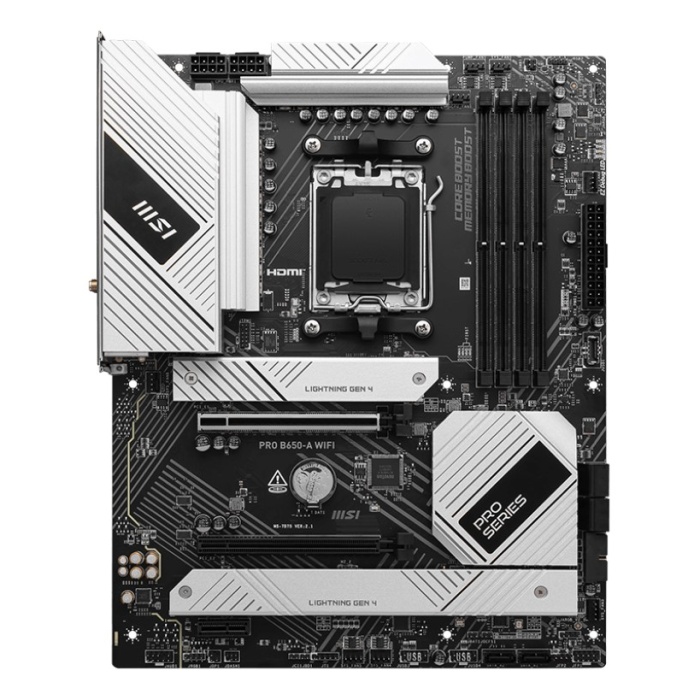 MSI PRO B650-A WIFI AM5 DDR5 7600MHZ(OC) HDMI DP 3x M.2 USB 20 Gbps 2.5G LAN WI-FI 6E ATX