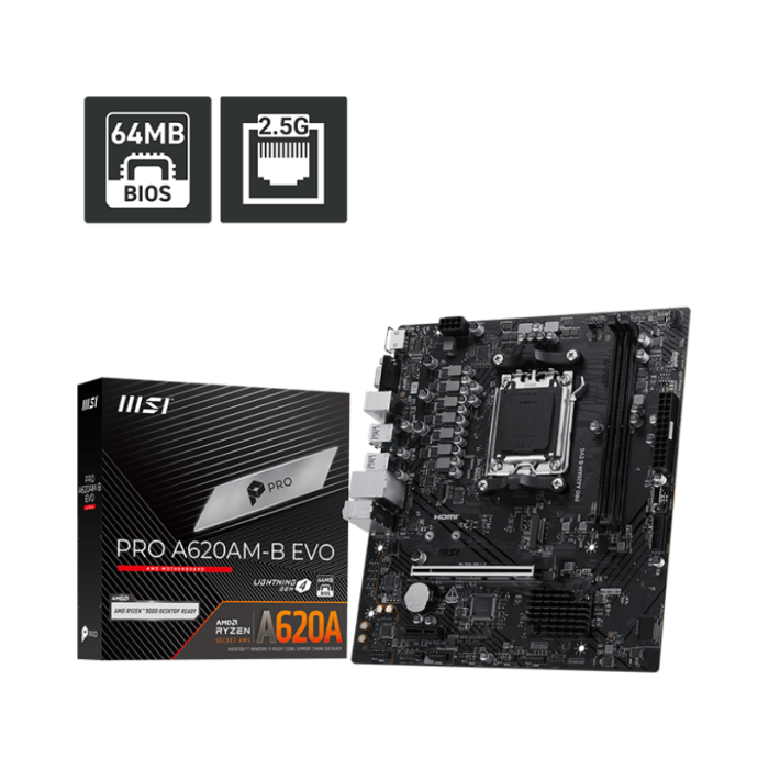 MSI PRO A620AM-B EVO AM5 DDR5 6800(OC) ANAKART