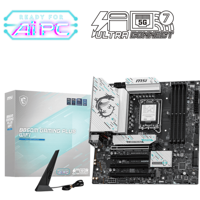 MSI B860M GAMING PLUS WIFI SOKET 1851 DDR5 8600MHZ(OC) 3xM.2 1x TB4 HDMI DISPLAY 5G LAN WIFI 7 mATX