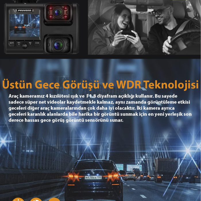 PRUVEEO D30 WI-FI 4K ARAC KAMERASI