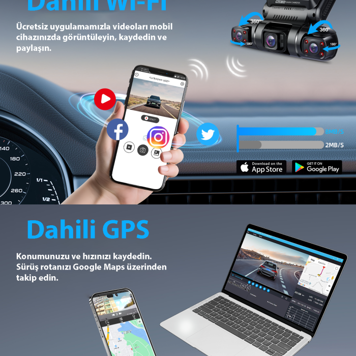 PRUVEEO D90-4CH FHD WI-FI GPS + 128GB SD KART KAME