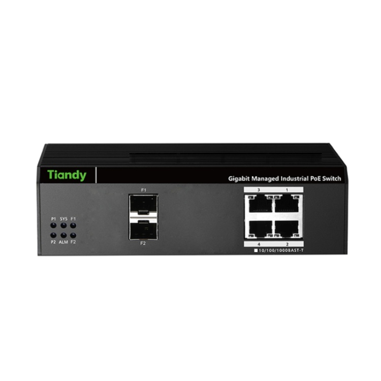 Tiandy PS-END1004G-2SFP 4 Port Gigabit Layer2 Yönetilebilir Endüstriyel AI POE switch ( 4G+2 SFP )