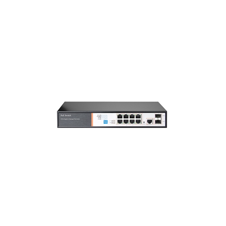 Tiandy YPS-3008G-2SFP-L2 8 Port Gigabit Layer2 Yönetilebilir AI POE switch ( 8G + 2G SFP )