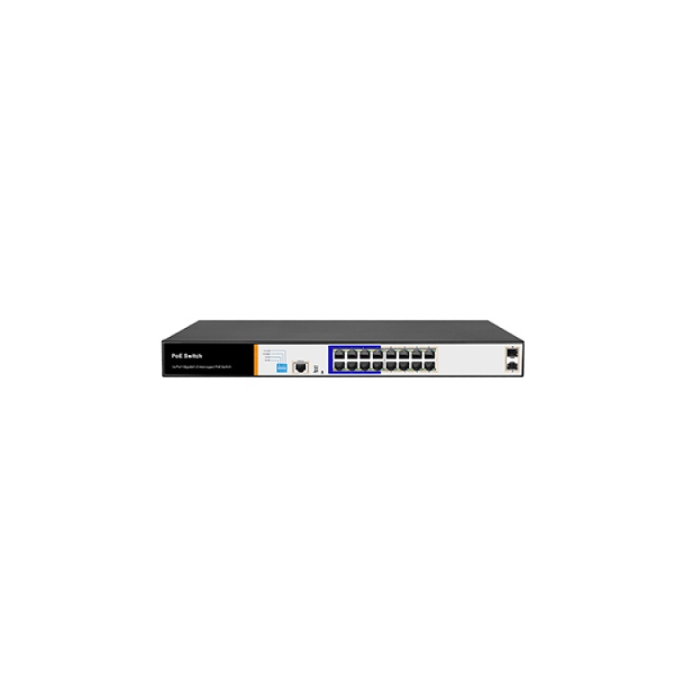 Tiandy YPS-3016G-2SFP-L2 16 Port Gigabit Layer2 Yönetilebilir AI POE switch ( 16G + 2 SFP )