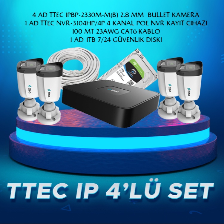 MAYIS AYINA ÖZEL KAMPANYA TTEC 4lü Full IP Kamera Seti