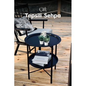 Katlanabilir Çift Tepsili Sehpa | Ev - Bahçe - Piknik - Ofis