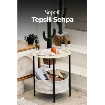 Katlanabilir Sepetli Tepsili Sehpa | Ev - Bahçe - Piknik - Ofis