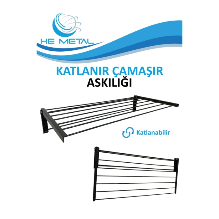 Duvara Monte Katlanabilir Çamaşır Askısı - 60x40 cm