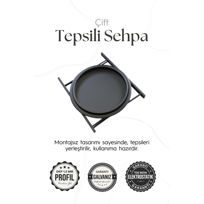 Katlanır Çift Tepsili Sehpa