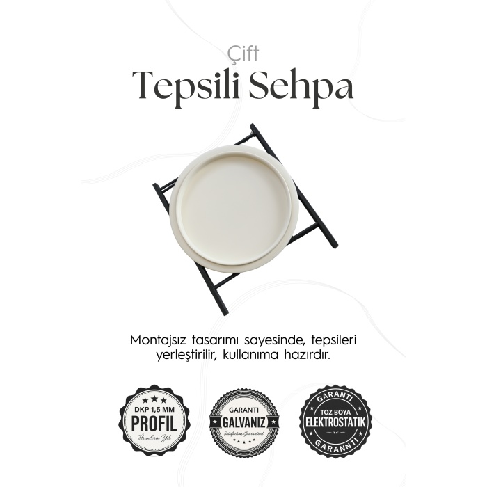 Katlanır Çift Tepsili Sehpa